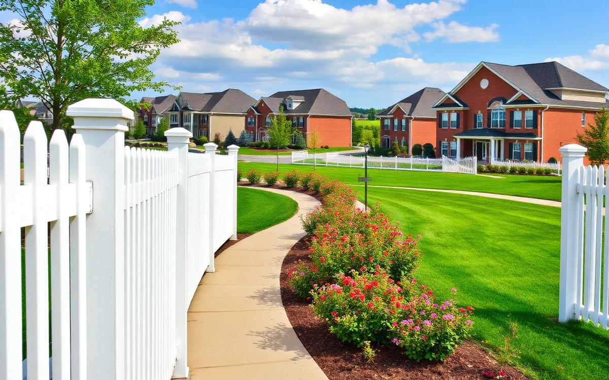 White plank fences and brick executive homes in New Albany, Ohio
